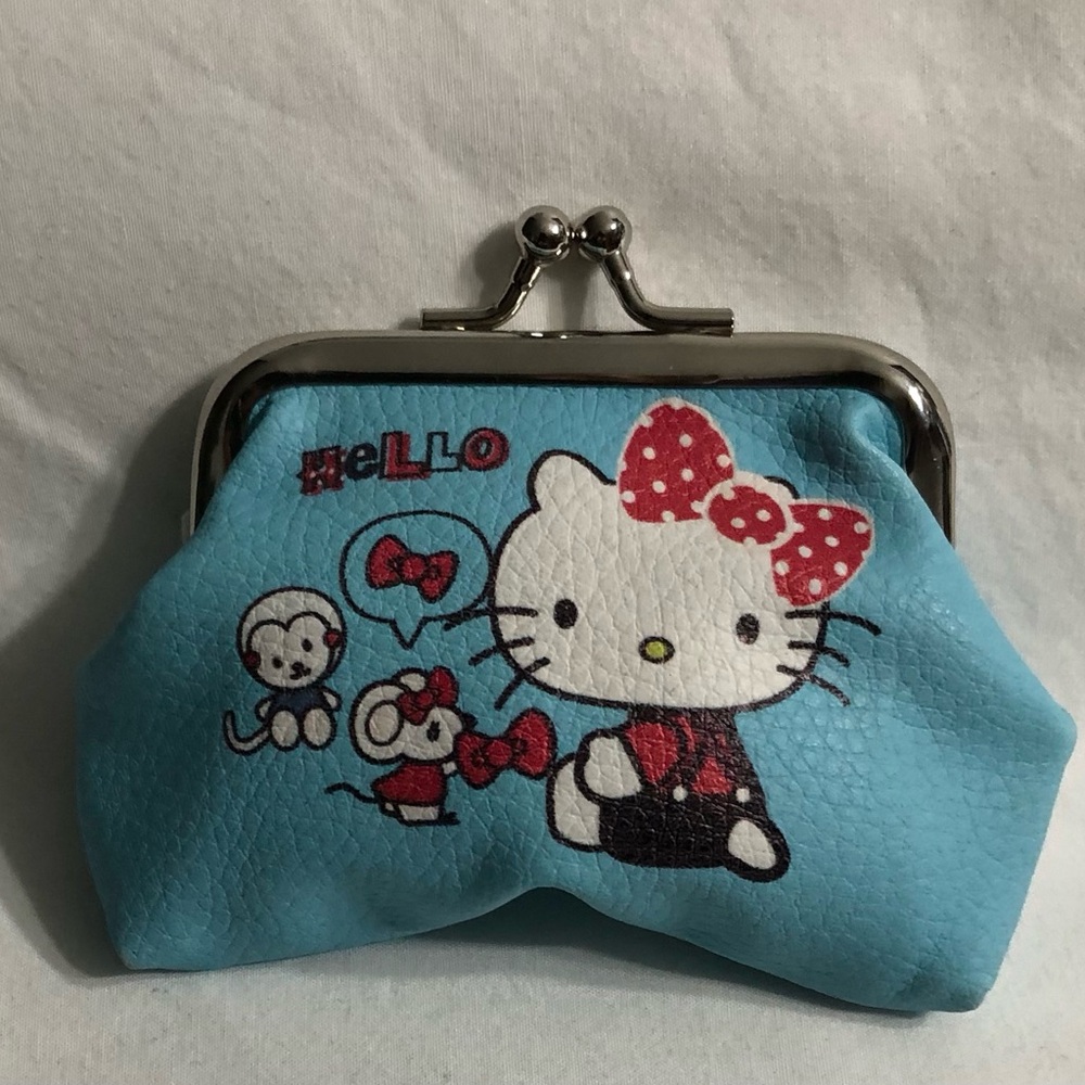 Hello kitty coin purse Hello Kitty graphics kiss lock closures  blue